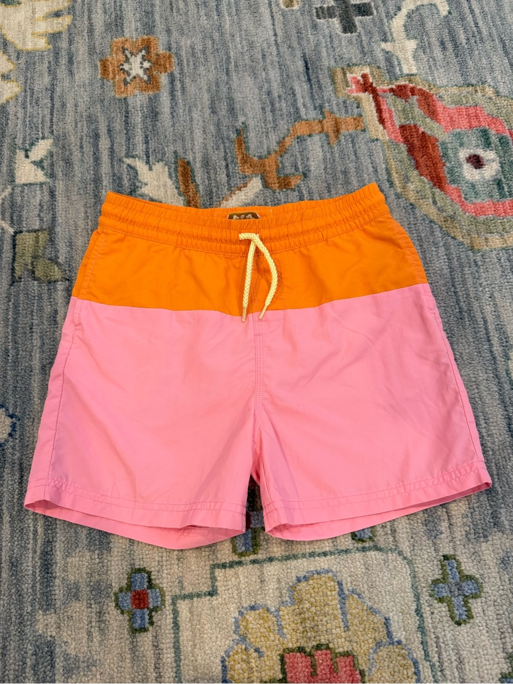 The Beaufort Bonnett Co Colorblock Orange & Pink Swim Trunks boys size 8 TBBC